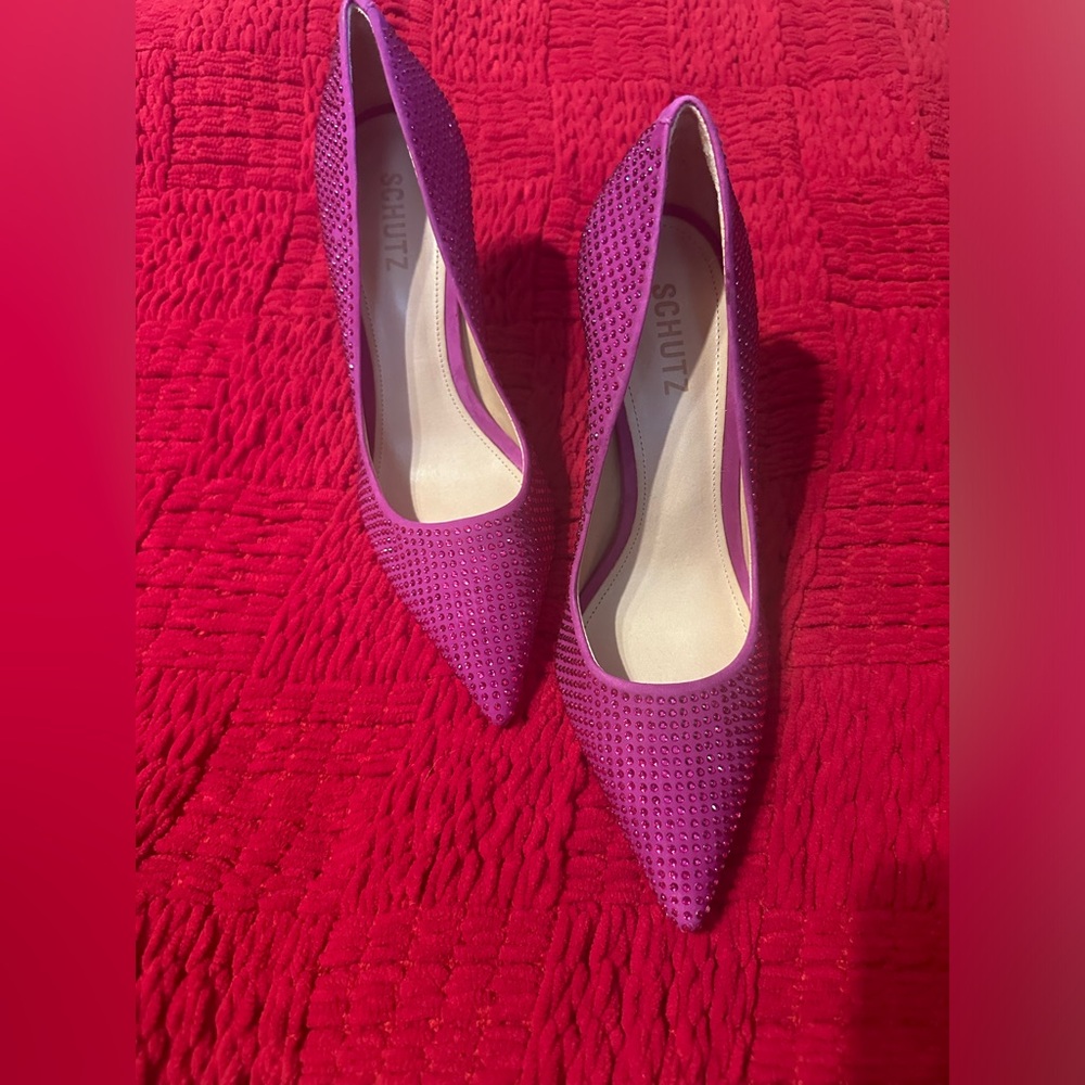 NWT Schutz gorgeous hot sexy magenta pink rhinestone encrusted go get ‘em heels - Picture 11 of 14